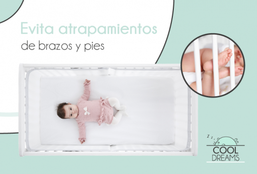 Protector cuna malla transpirable blanco de Cool Dreams evita atrapamientos