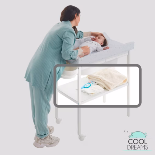 mueble cambiador con bandeja almacenamiento