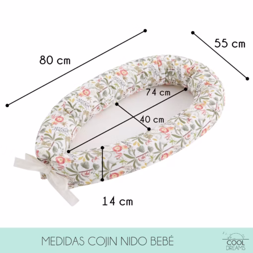 medidas cojin nido bebe safari jungle